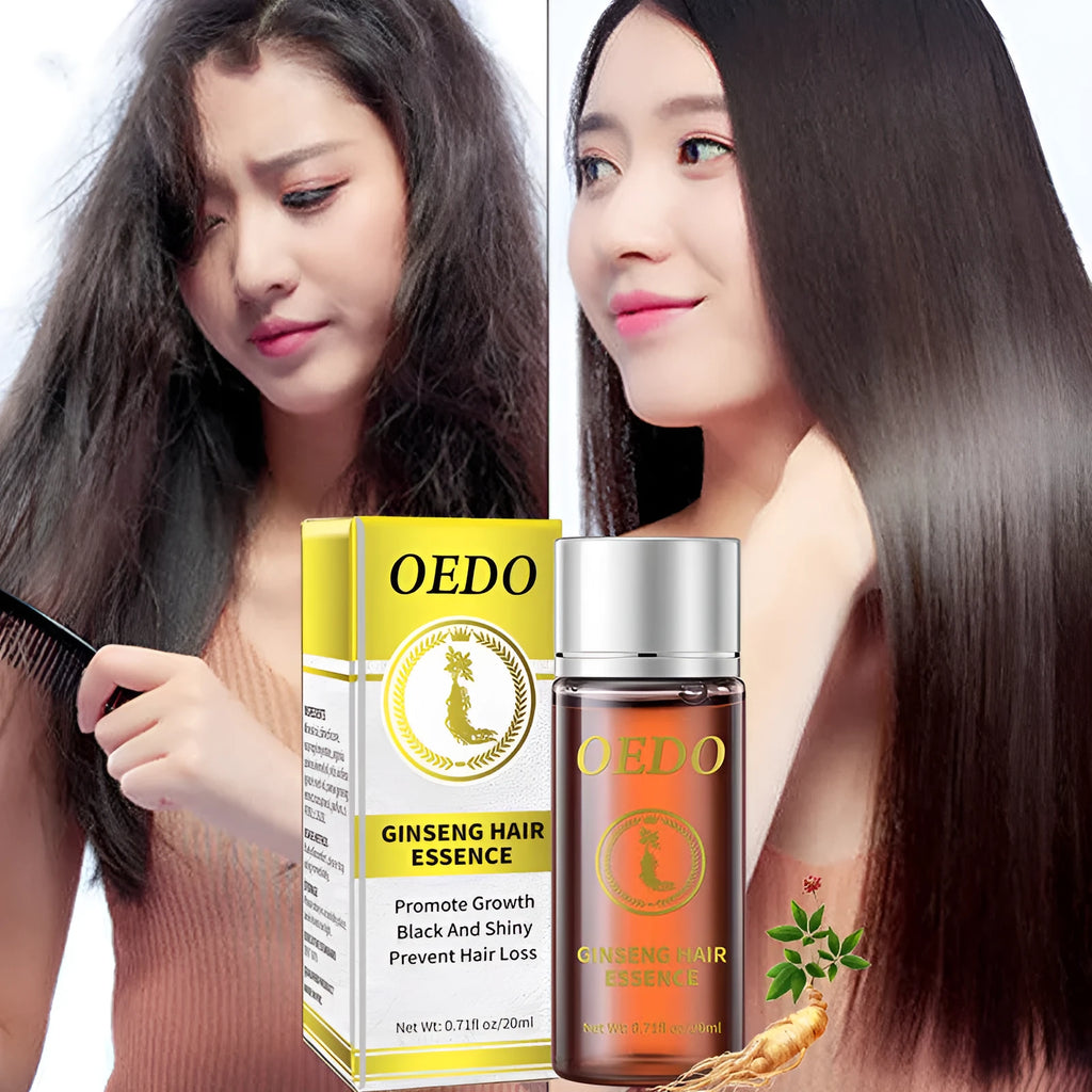 Women's hair care essential oil 20ml moisturising in colour box packaging with ingredients list