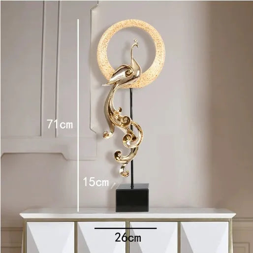 European-style resin phoenix ornament in rose gold, elegant silver, or festive red colour