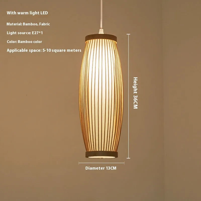 Bamboo woven New Chinese style chandelier 300mm ceiling light with warm LED option for corridor