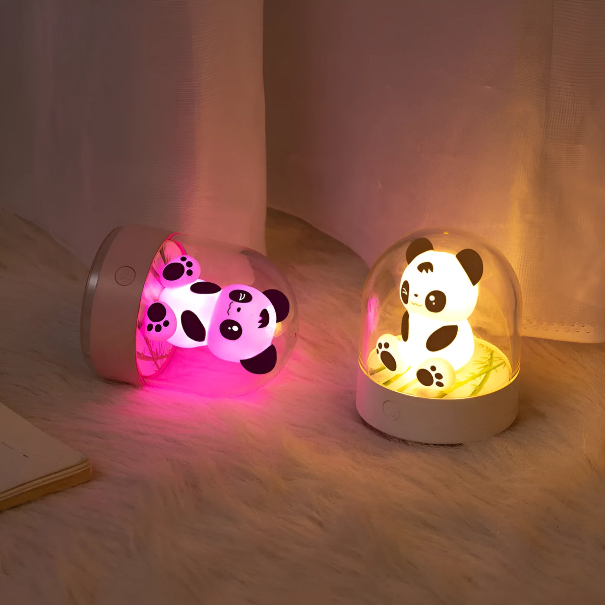3D panda LED night light, USB rechargeable table lamp, 80x80x110mm, PC lampshade, ABS holder, Pink or White