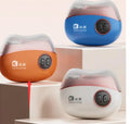 Electric nail clipper and polisher two-in-one tool in blue, orange, or white colours with Type-C charging cable