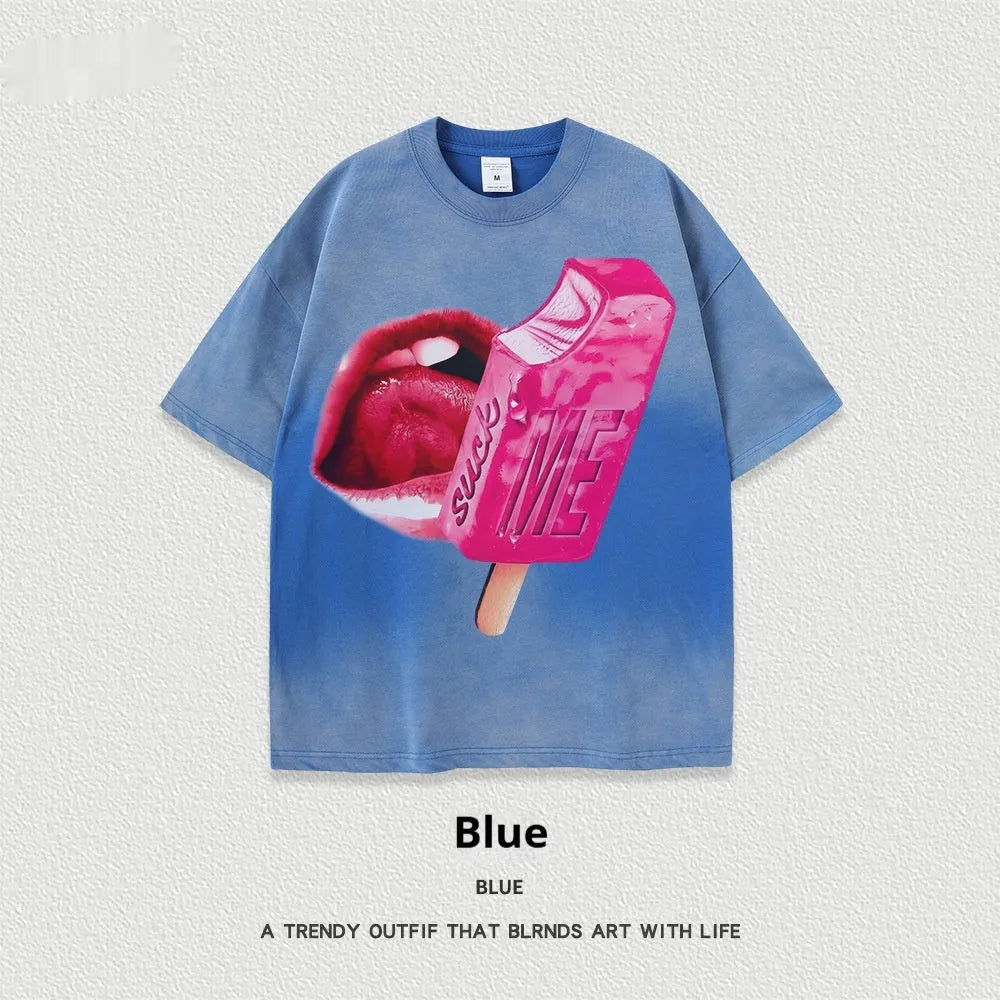 A loose-fit heavy washed cotton t-shirt in a streetwear style, shown in multiple colour options.
