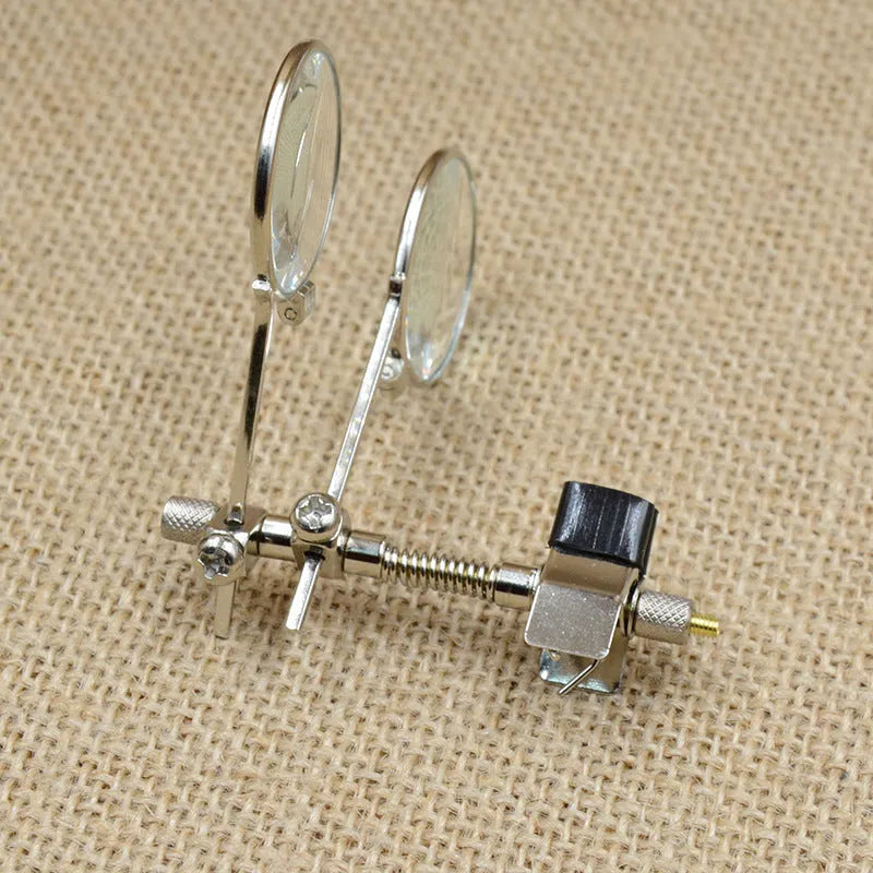 Metal clip-on magnifying glasses attachment for spectacles with glass lenses
