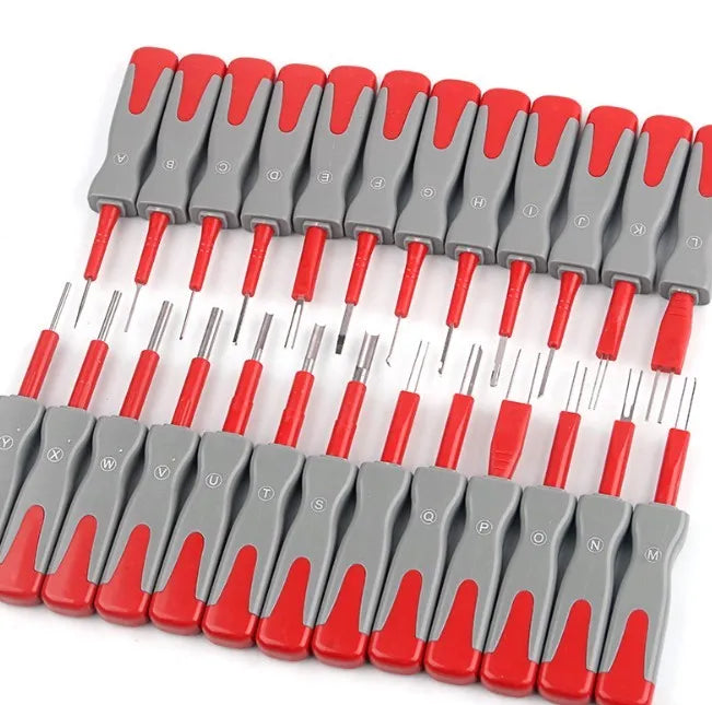 25-piece car terminal removal tool kit in a black storage case for auto electrical repair.