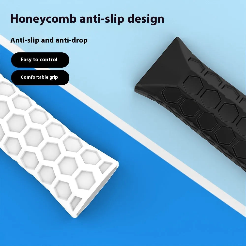 Silicone non-slip sweat-absorbent case for tennis and table tennis peak rackets, 12x4x3cm, in white black grey or rose.
