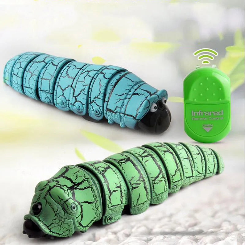 Infrared remote control caterpillar toy with realistic crawling action and built-in lights, in blue