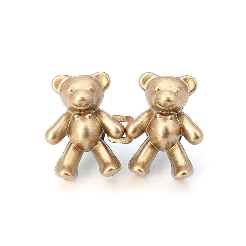 Cute bear alloy waist clip fastener for trousers, 40mm x 27mm, available in multiple colours