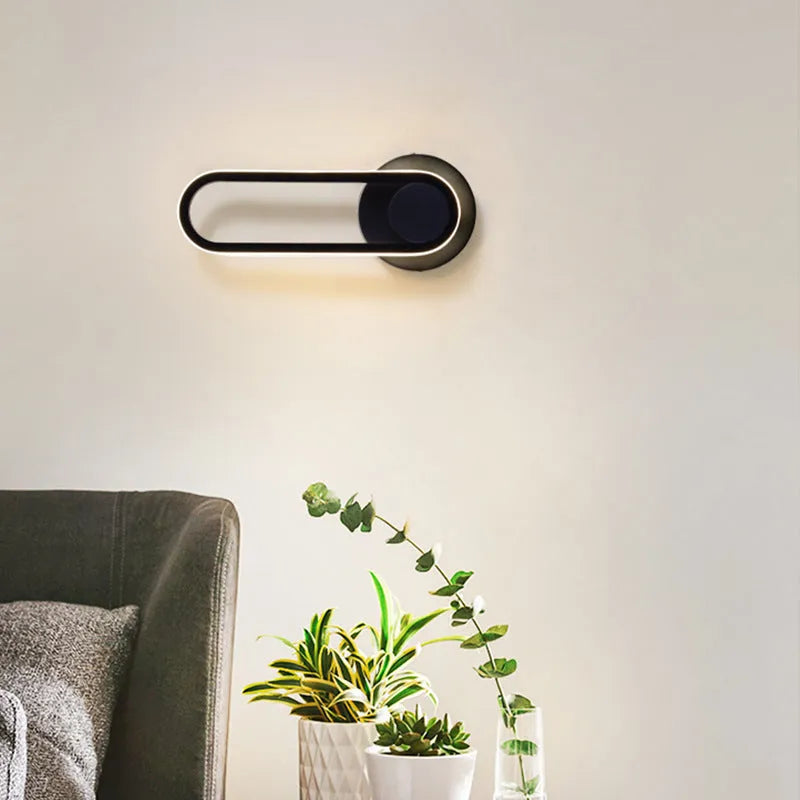 Rotatable bedroom bedside wall lamp with aluminium shade, 30cm length, Nordic style, LED light, available in black or white