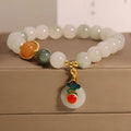 Women's ice jade crystal bracelet with Xiangyun peace jade buckle and pearl detailing