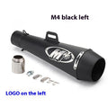 Universal M4 motorcycle exhaust pipe in multiple finish options including black, white steel, titanium and blue