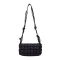 Women's lightweight nylon messenger bag in pillow shape with rhombus detailing and single shoulder strap
