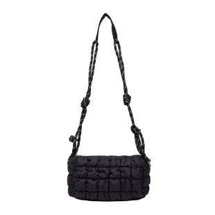 Women's lightweight nylon messenger bag in pillow shape with rhombus detailing and single shoulder strap
