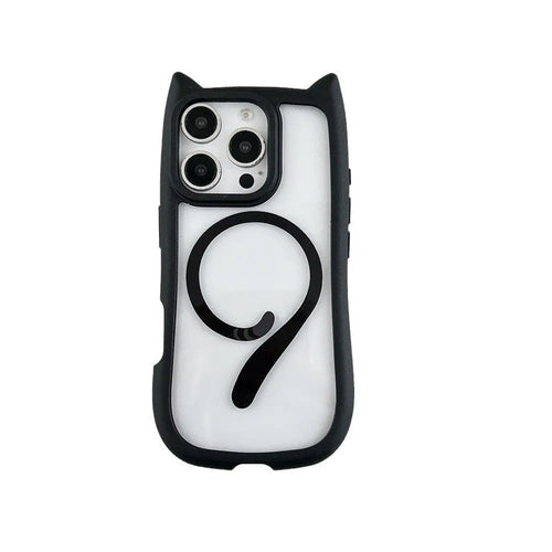 Transparent acrylic TPU iPhone 17 phone case showing magnetic suction and shockproof protection features