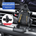 Gold and red car air vent phone holder with racing seat shape and 360-degree rotation