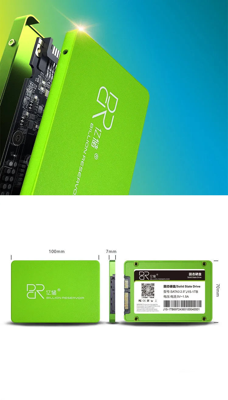 Black 2.5-inch SATA solid state drive for desktop or notebook computer upgrade.