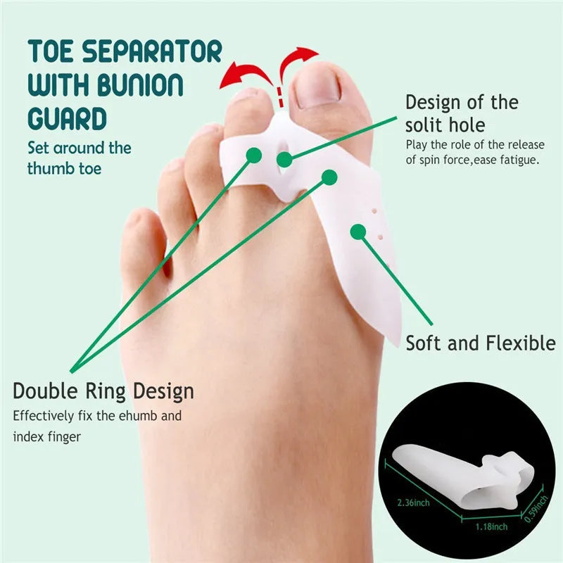 Nine-piece hallux valgus toe corrector set in silicone and Lycra cloth, free size, picture colour finish