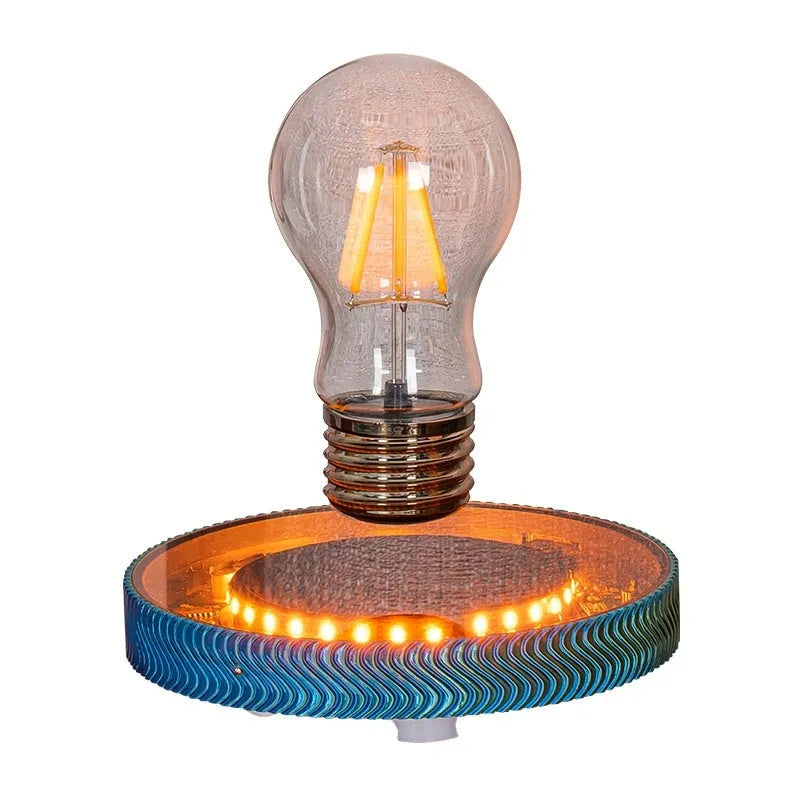Small magnetic suspension moon lamp floating above its base on a table.