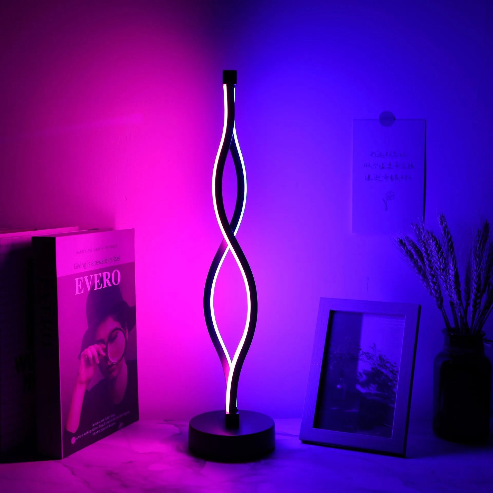 Black aluminium desk lamp with three-colour dimming button and touch controls for bedroom or office