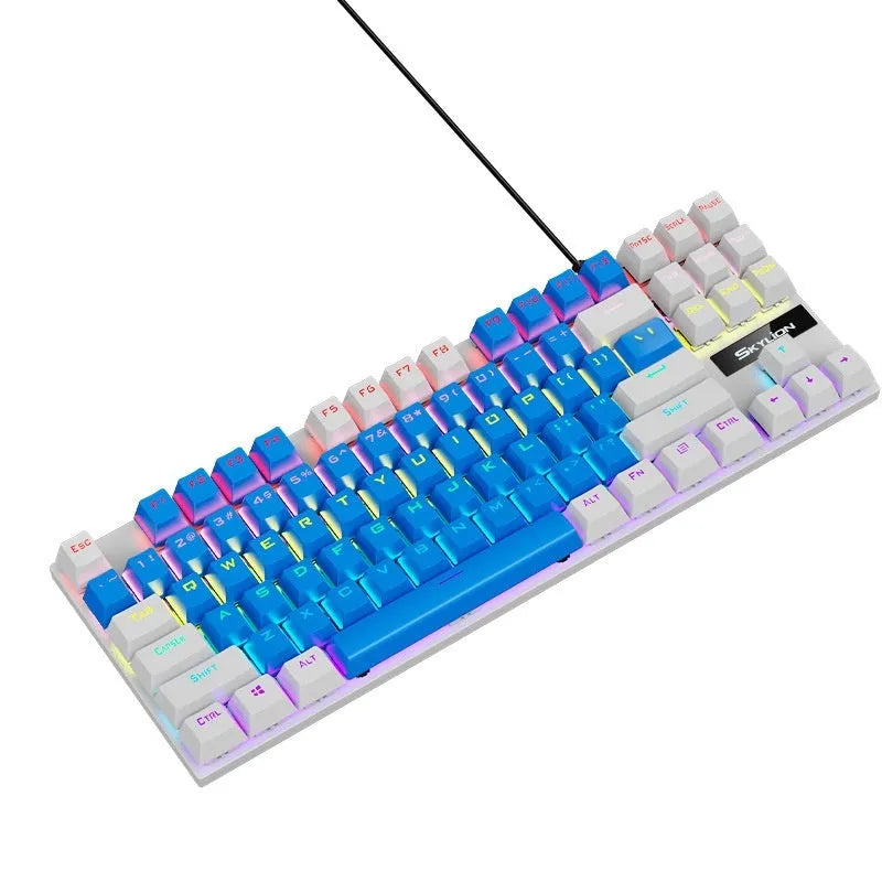 K87 mechanical wired keyboard with metal frame showing choice of green or red switch options