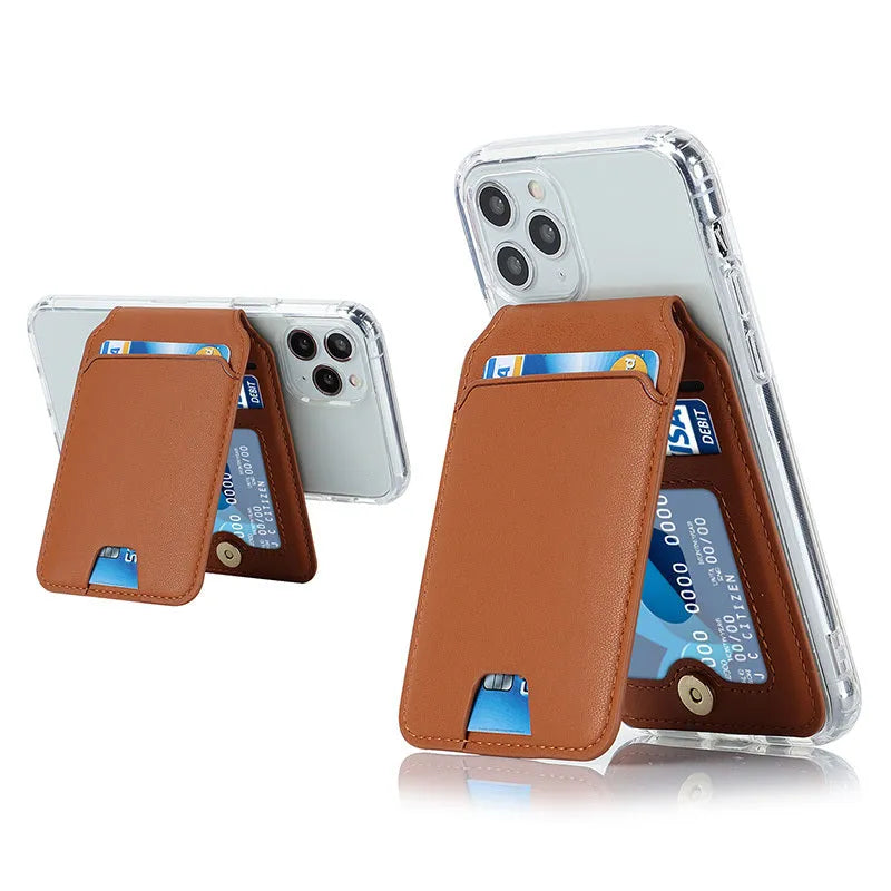 Magnetic card holder phone case for iPhone, strong magnetic adsorption, available in Black Green Pink Purple, protective cover