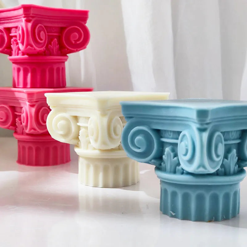 Silicone Roman pillar mould for candles, chocolate, cake, plaster, and decorative crafts
