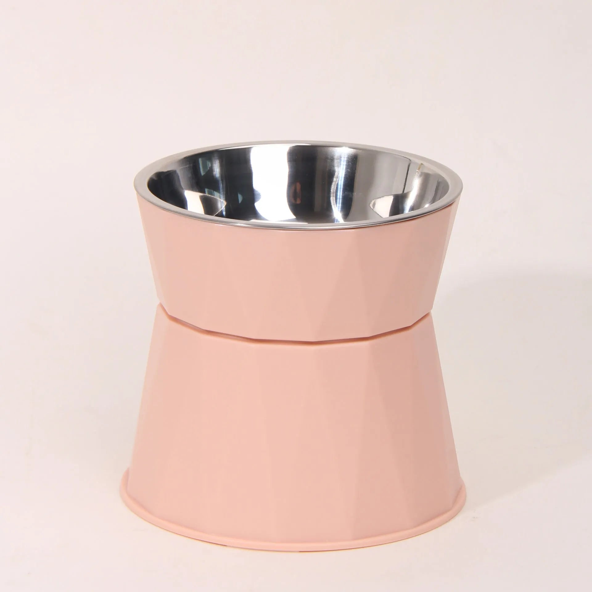 High foot neck protection pet stainless steel bowl for cats in blue, pink, and white colour options