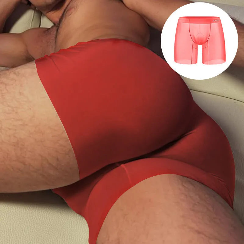Men's seamless sports boxers in nylon fabric with low-waist design