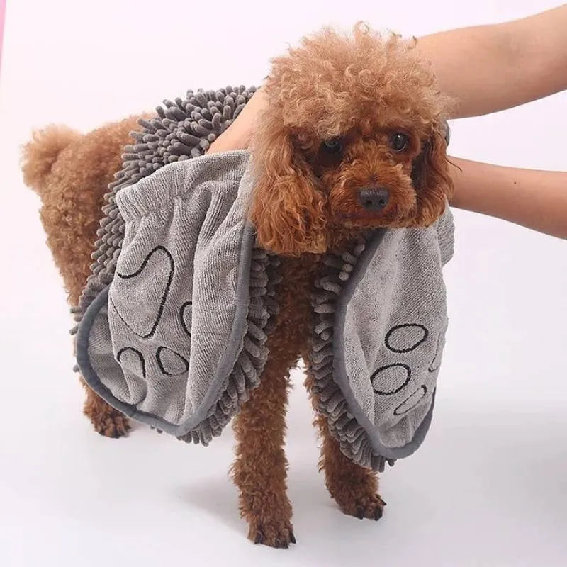 62x23cm pet bath robe towel in blue, grey, purple, and red colour options