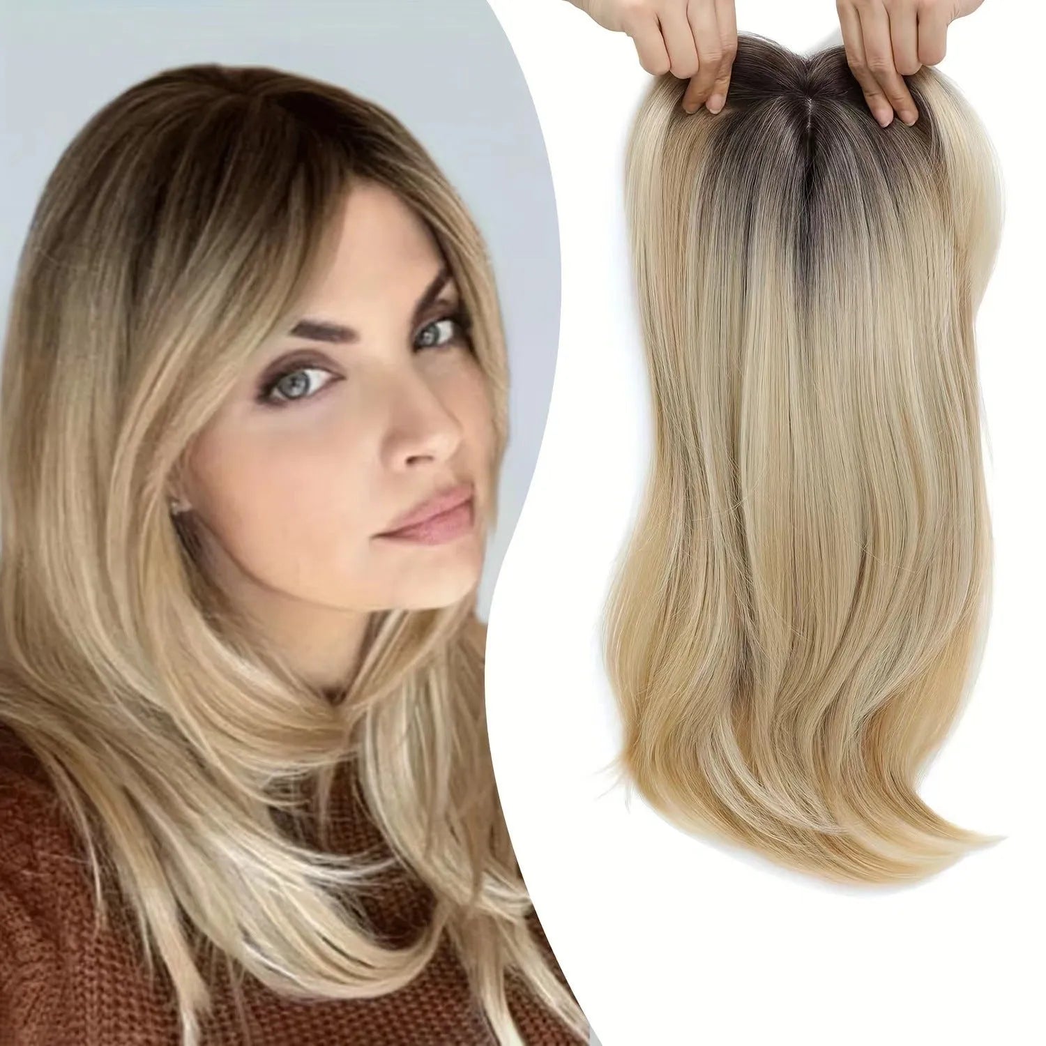 Women's high temperature fibre wig piece in Natural Black colour for hair supplement