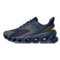 Men's casual mesh sneakers with EVA sole in black colour showing lace-up design and round toe