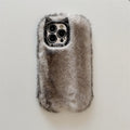 Plush phone case in brown or black, full coverage anti-drop design for iPhone 11 to 17 Pro Max