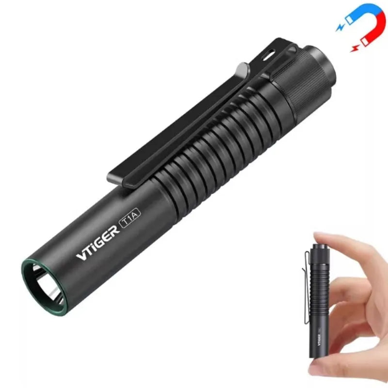 Compact mini aluminium alloy LED flashlight with adjustable focus in black finish