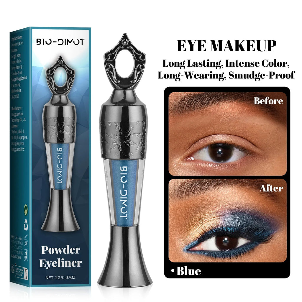 Smooth liquid eyeliner 2g in black, blue, brown, and green shades with precision tip