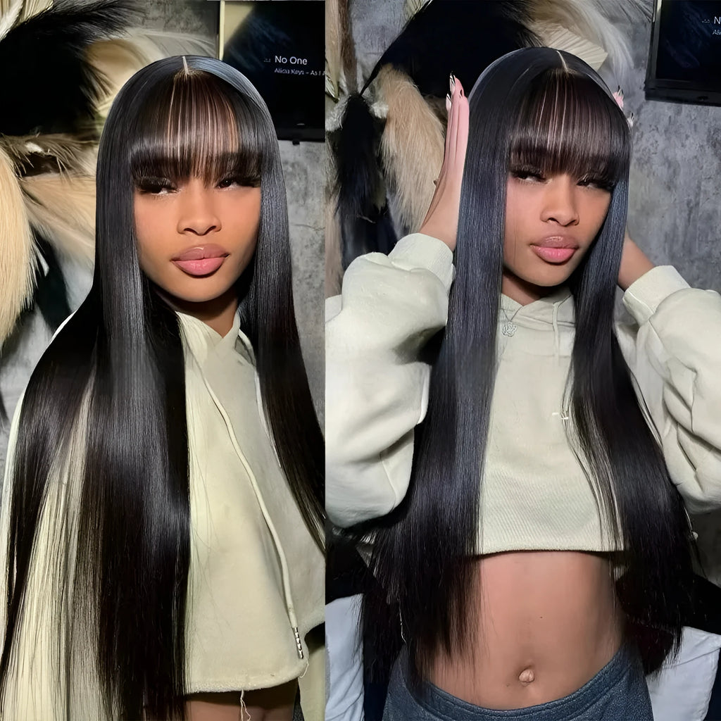 Women's natural colour human hair full-mechanism wig on a stand