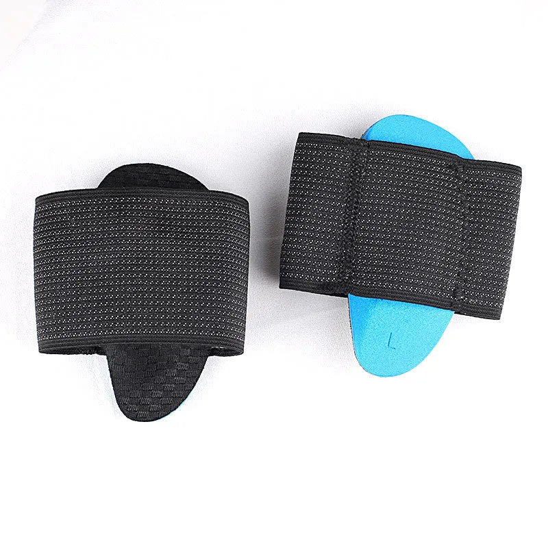Blue elastic bandage foot pads for arch support in adult and children sizes