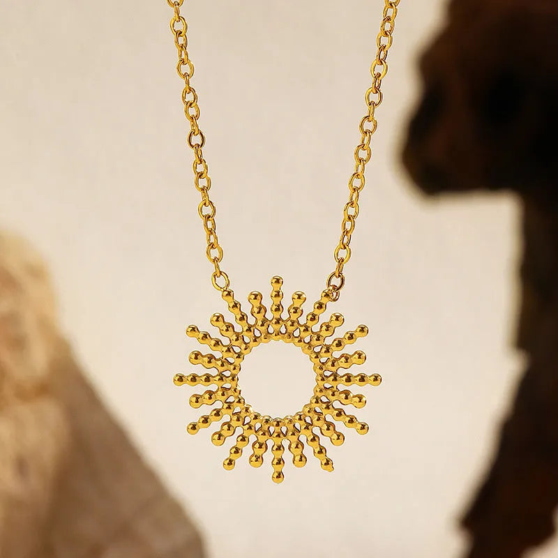SUNFLOWER Series 14K gold-plated geometric chain necklace and bracelet set for women