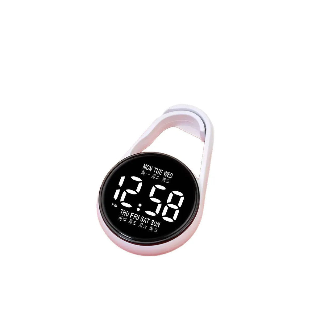 LED luminous digital watch with plastic strap in selected colour, showing number display on plastic mirror.