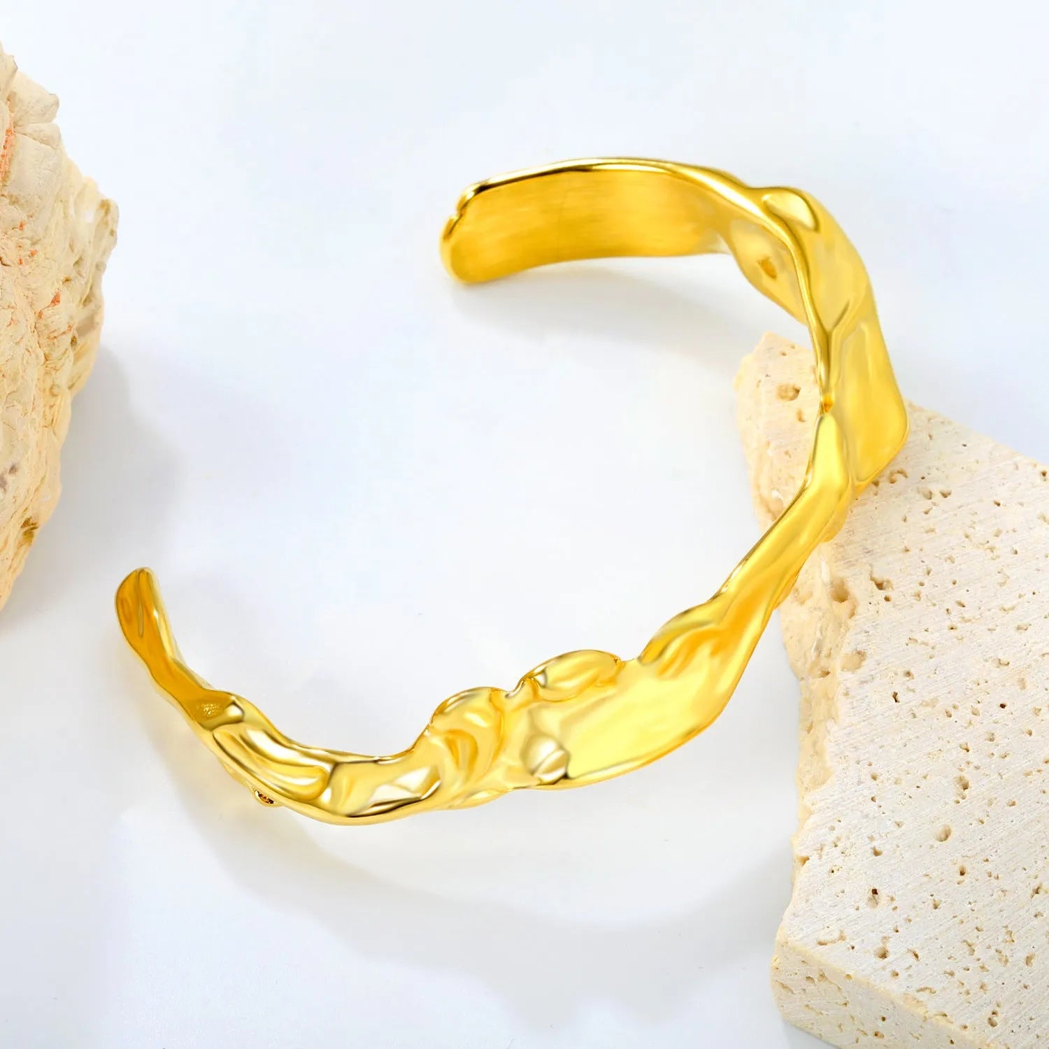 Modern stainless steel alloy bracelet on a wrist, shown in one of three available colour finishes.