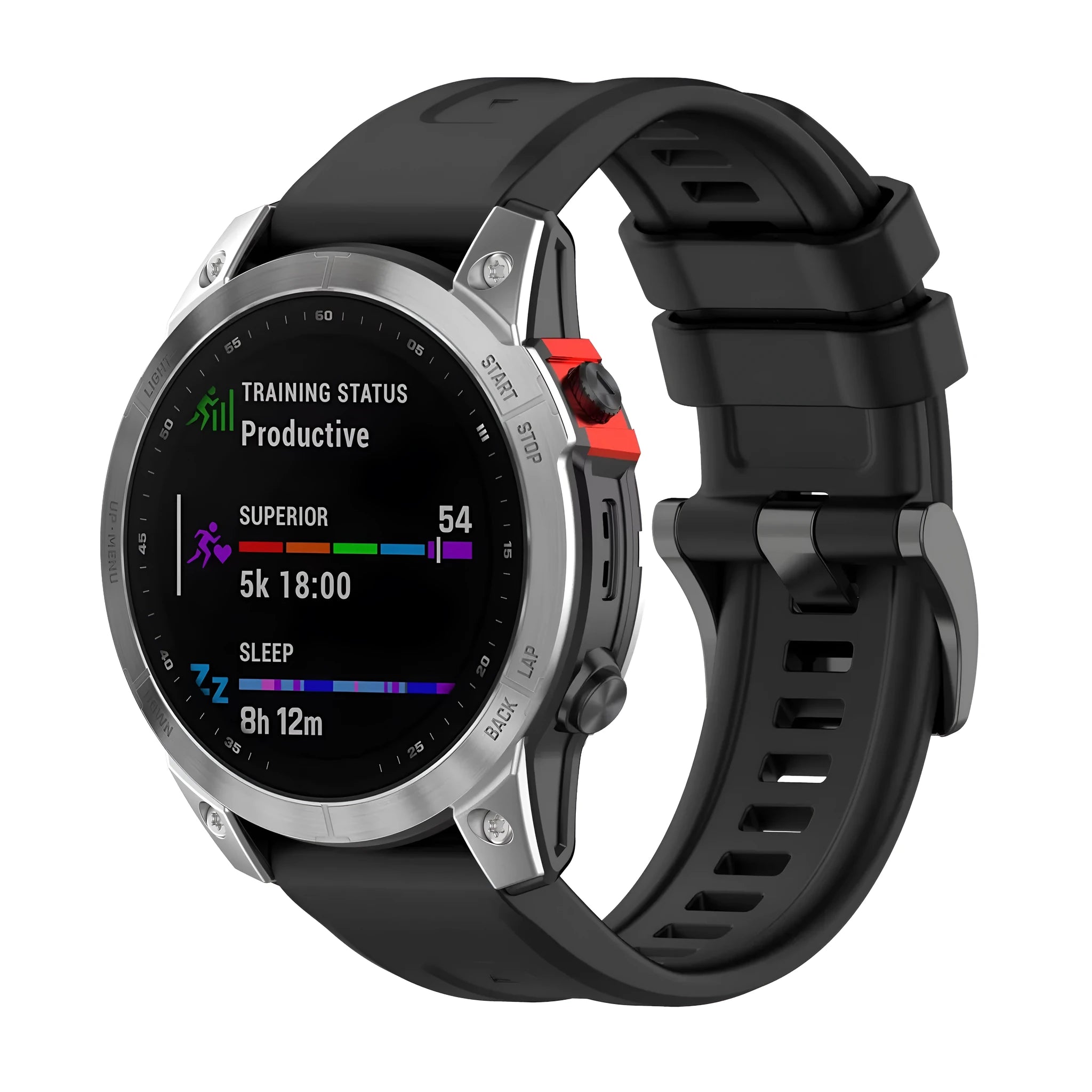 Jiaming Fenix7 quick release silicone watchband in multiple colours showing sports style and three size options