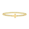 Adjustable stainless steel beaded bracelet with sliding knot closure and geometric round beads