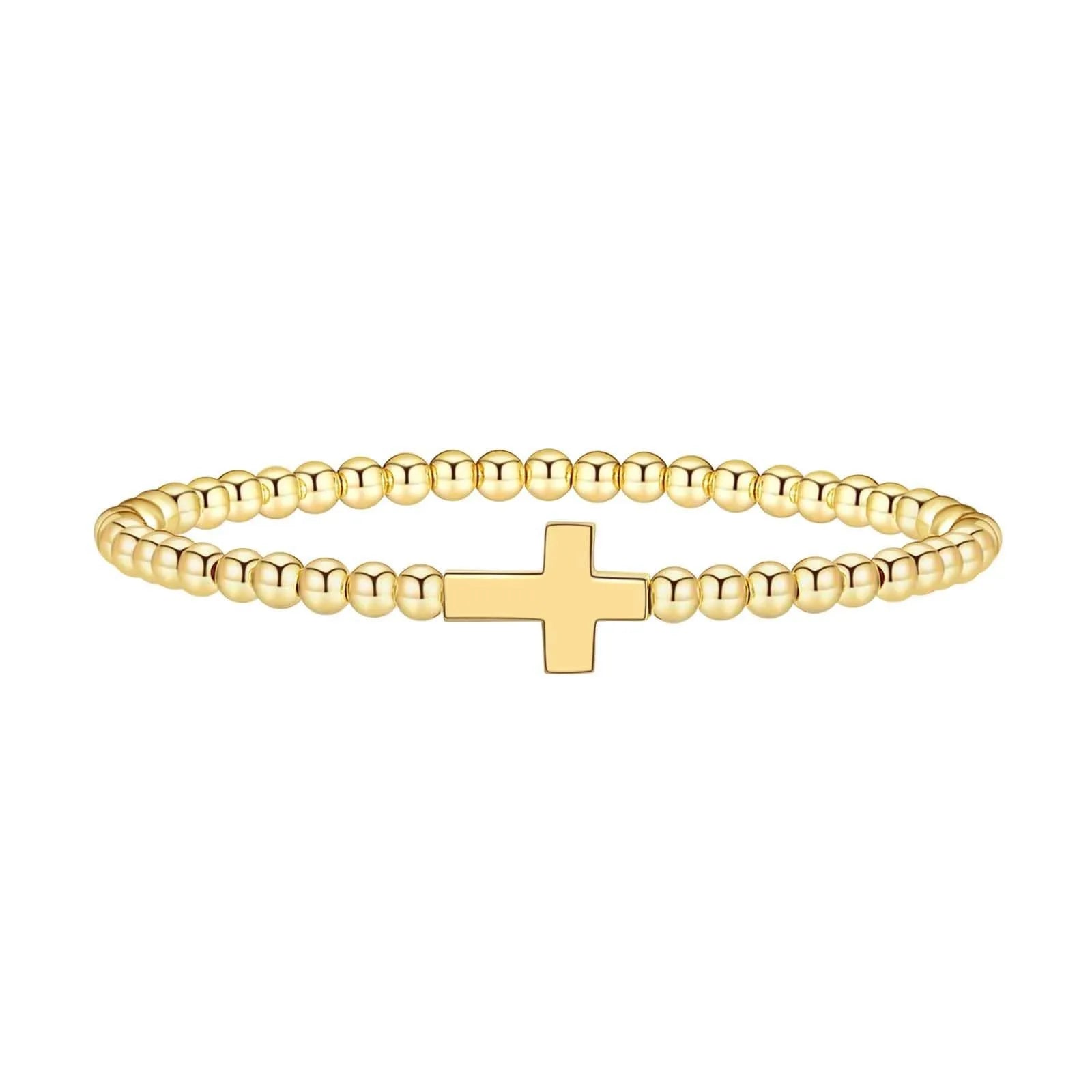 Adjustable stainless steel beaded bracelet with sliding knot closure and geometric round beads