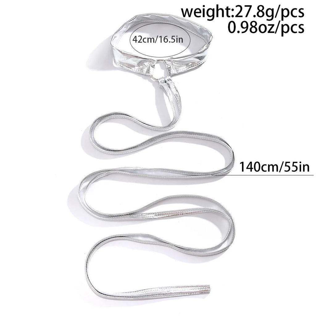 Silver alloy adjustable lace-up thigh chain with geometric design for women