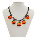 Halloween ghost pumpkin necklace with acrylic pendant in mixed colour 06705 and regular chain