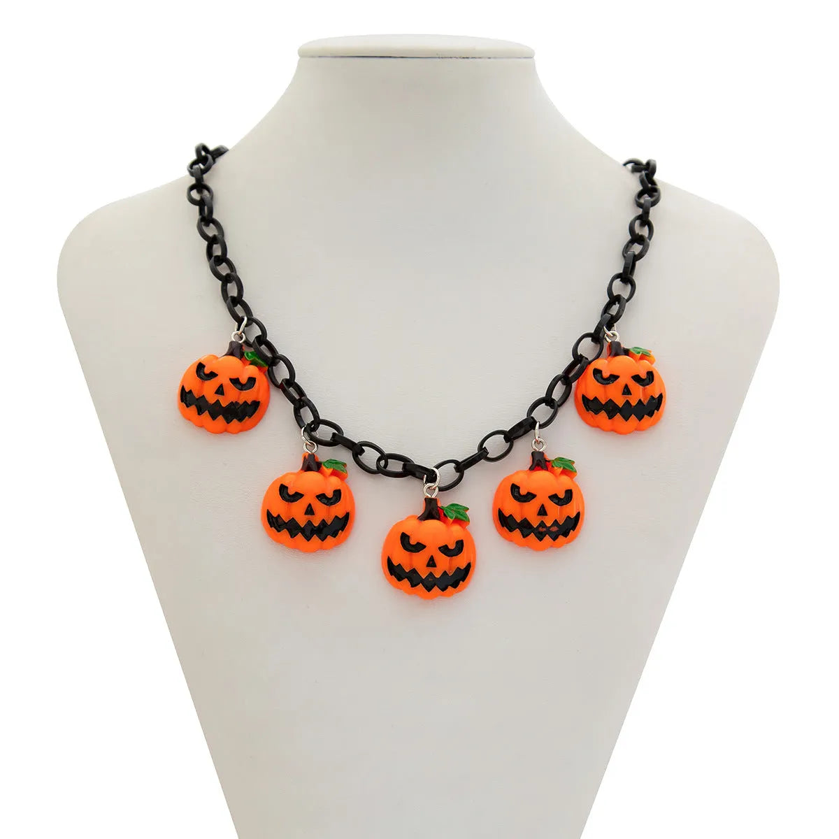 Halloween ghost pumpkin necklace with acrylic pendant in mixed colour 06705 and regular chain