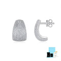 Geometric women's ear studs in sterling silver with moissanite stone accents