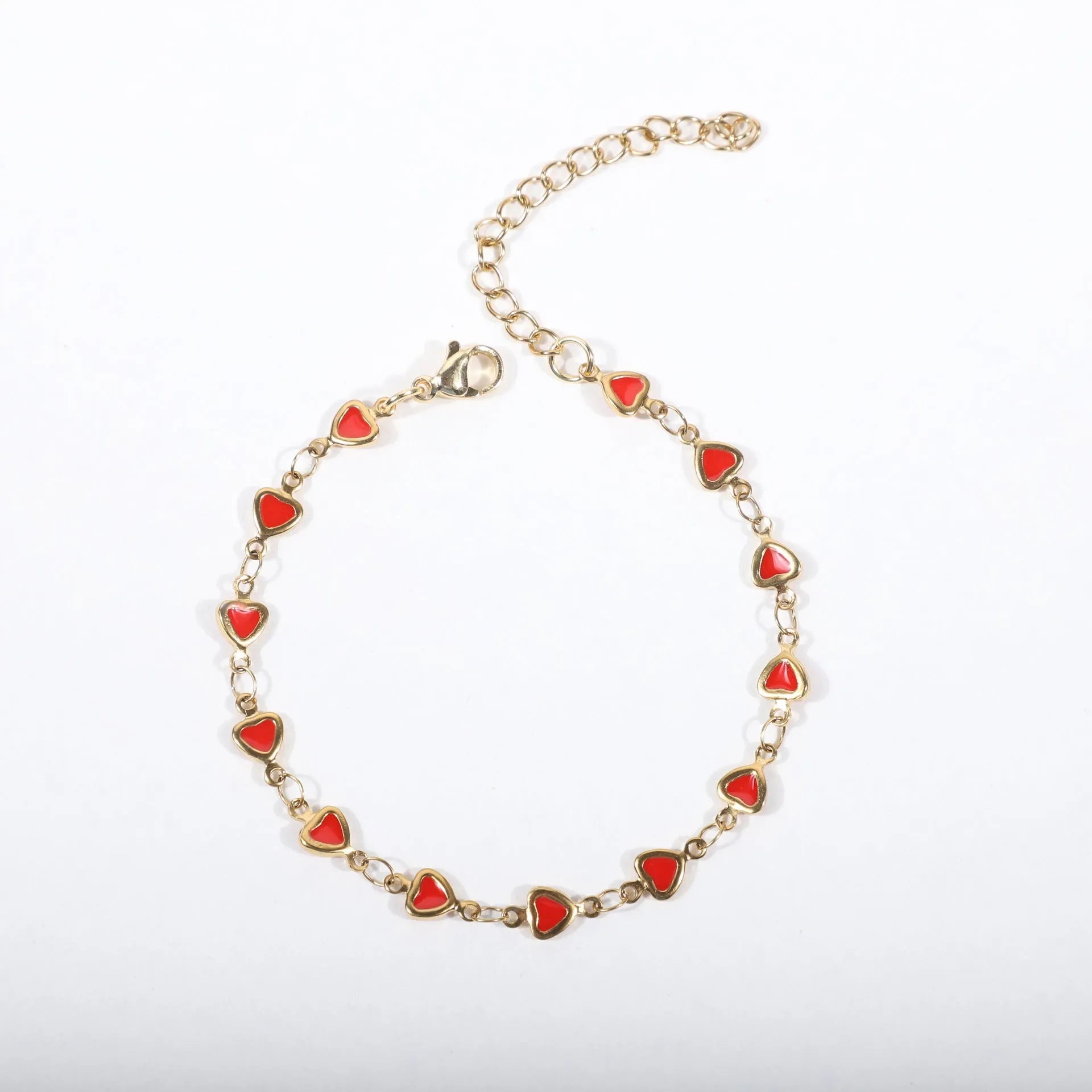 Stainless steel adjustable heart bracelet with 18K gold vacuum plating in multiple colour choices.