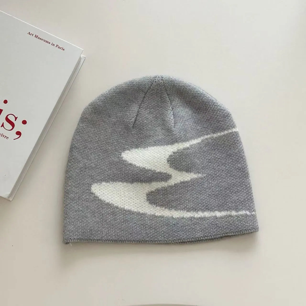 Acrylic thermal knitting wool beanie hat in size M for 56-58cm head circumference in white colour
