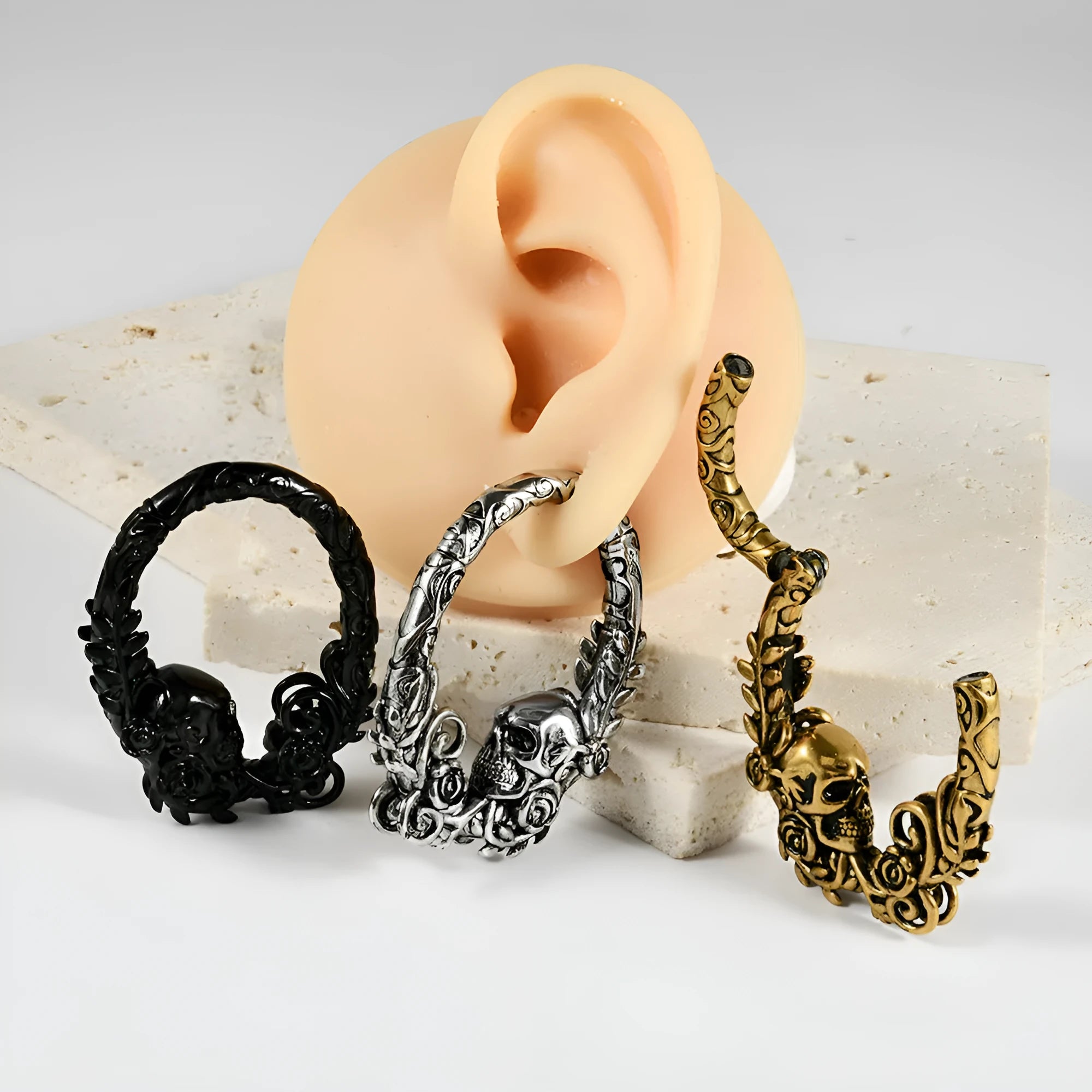 Stainless steel totem pattern fashion earrings with electroplated finish in one of fifteen colour variants