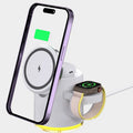 C16 portable three-in-one magnetic wireless folding charger in black or ivory white colour