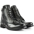 Men's black leather ankle boots with side zipper and beef tendon sole